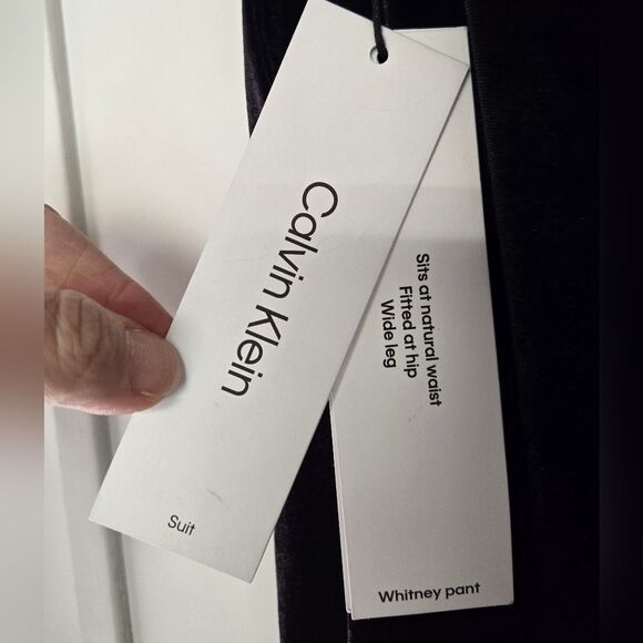 Calvin Klein Whitney Velvet Evening Wide Leg Pants Sz 8 Black - Picture 9 of 12